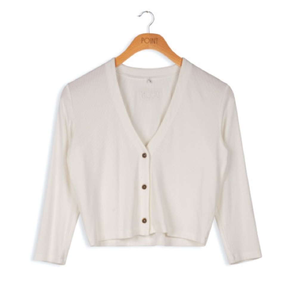 Point 3/4 Sleeve V Neck Cardi